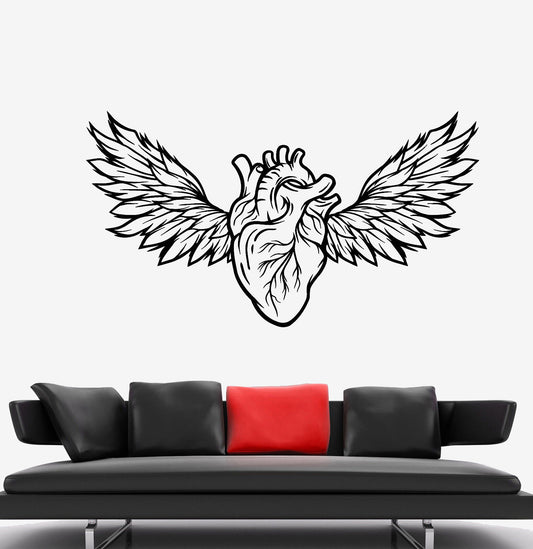 Vinyl Wall Decal Heart Wings Viscus Love Romance Gothick Style Stickers (1751ig)