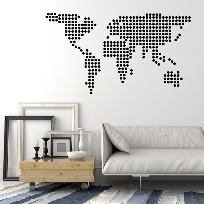 Vinyl Wall Decal Circles Balls Bubbles World Map Earth Stickers (1758ig)