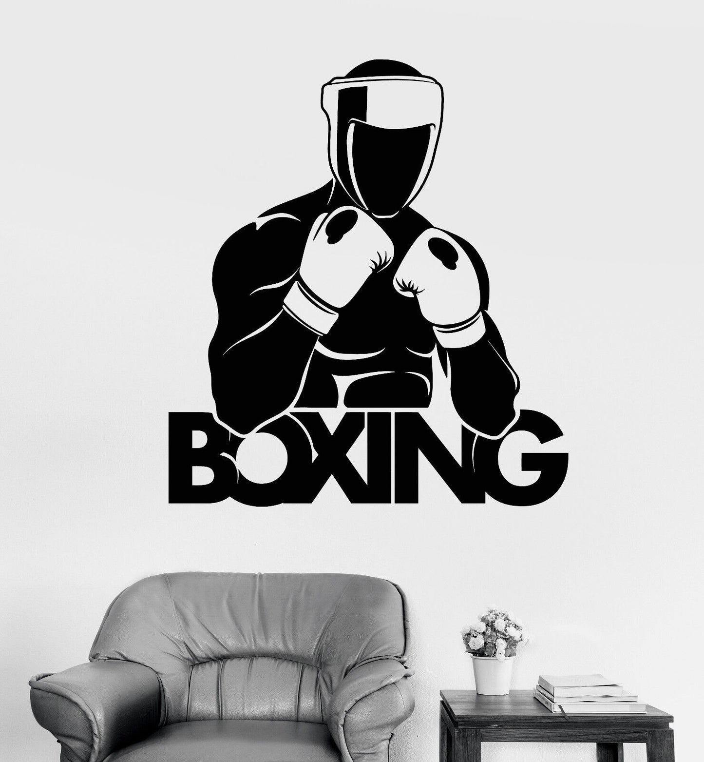 Vinyl Wall Decal Boxer Boxing Gloves Sport Signboard Stickers (1781ig)