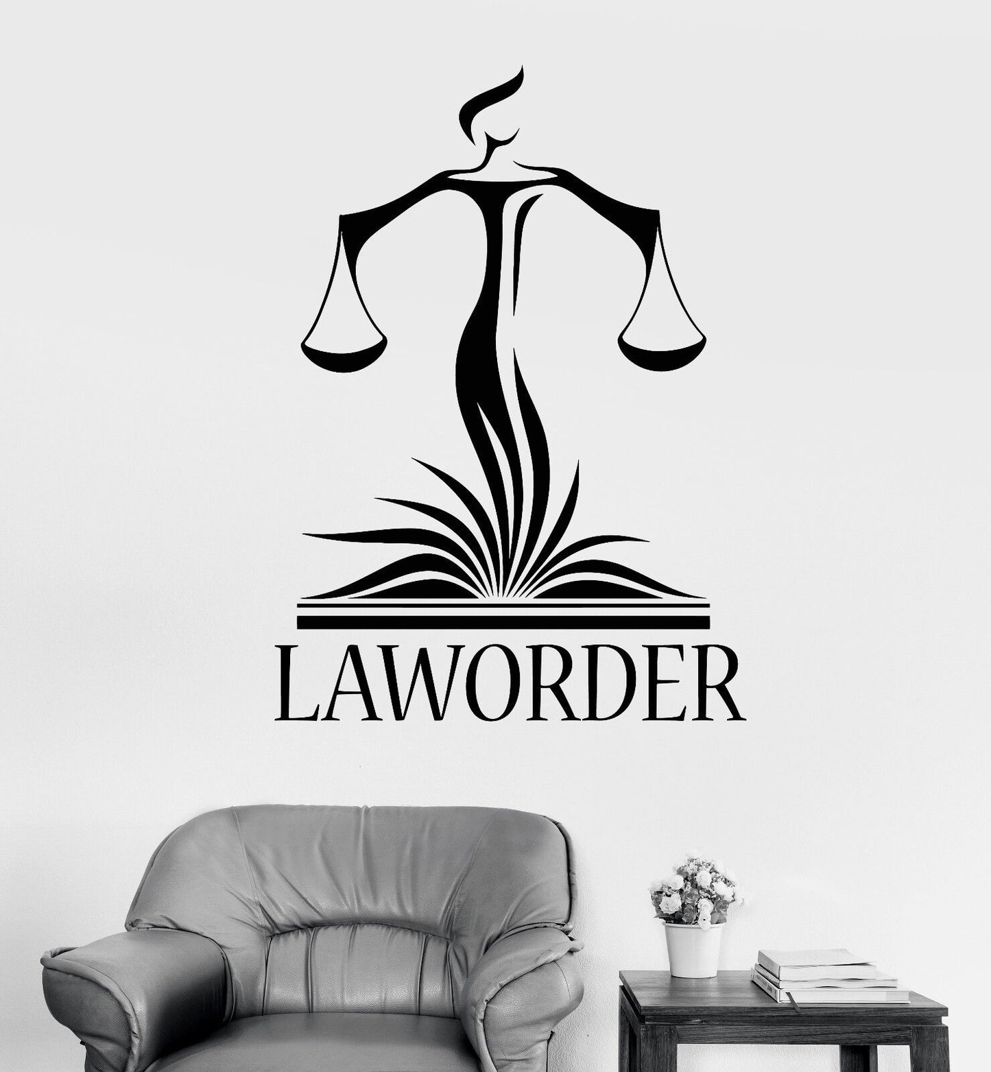 Vinyl Wall Decal Law Office Lawyer Justice Libra Court Stickers (1800ig)