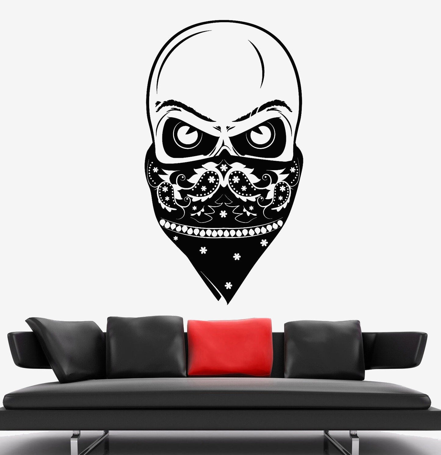 Vinyl Wall Decal Skull Face Bandana Bandit Style Teenager Room Stickers (1808ig)