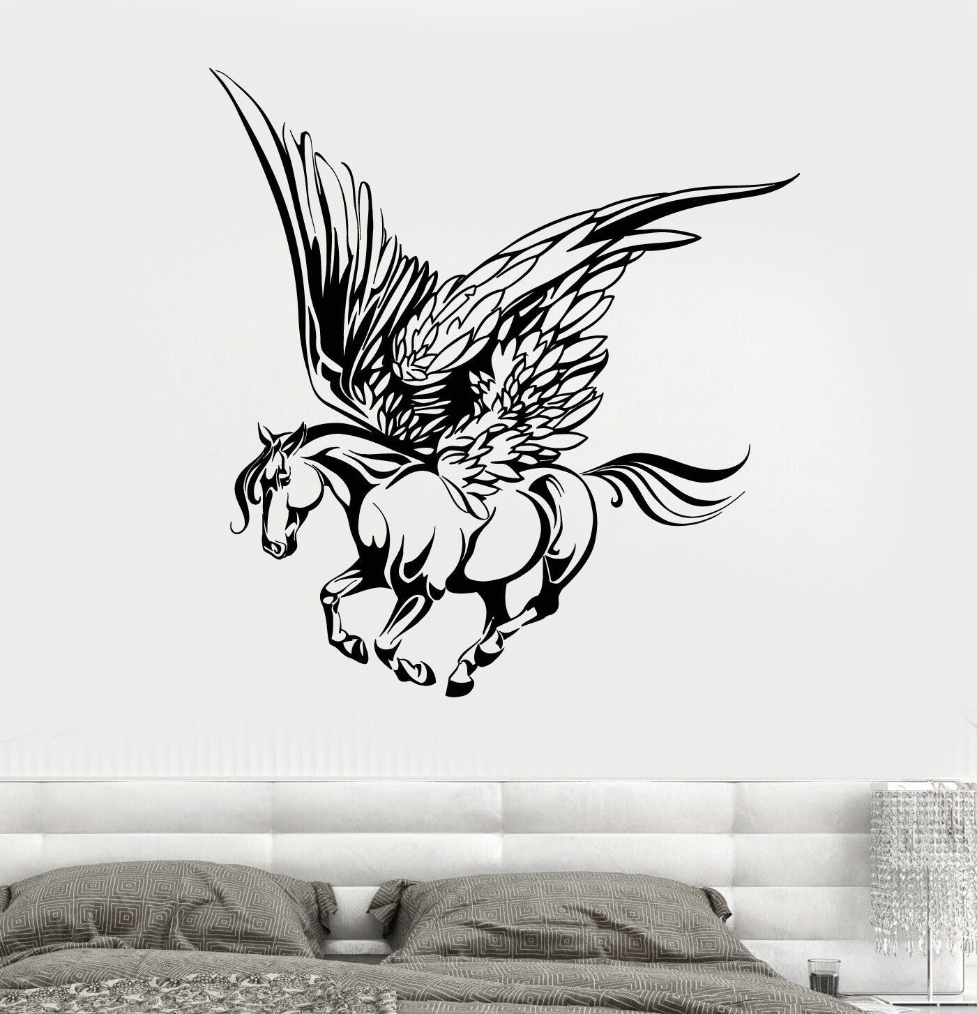 Vinyl Wall Decal Fairy Tale Pegasus Wings Muse Fantasy Animal Stickers (1813ig)