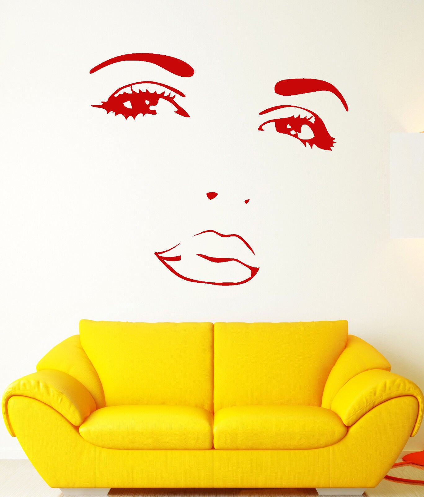 Wandtattoo Gesicht Mädchen Make-Up Sexy Lippen Augen Beauty Salon Vinyl Aufkleber (1815ig)