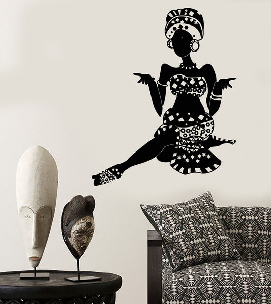 Vinyl Wall Decal African Woman Turban Native Black Girl Stickers (1824ig)