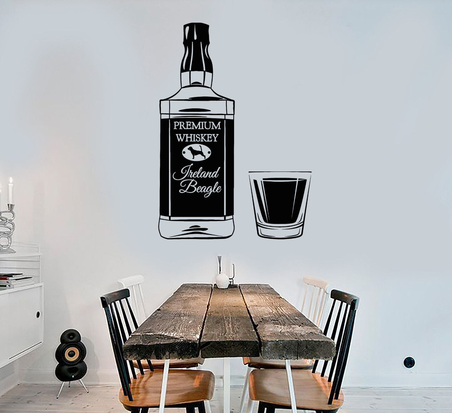 Vinyl Wall Decal Irish Whiskey Bottle Alcohol Glass Bar Stickers (1831ig)