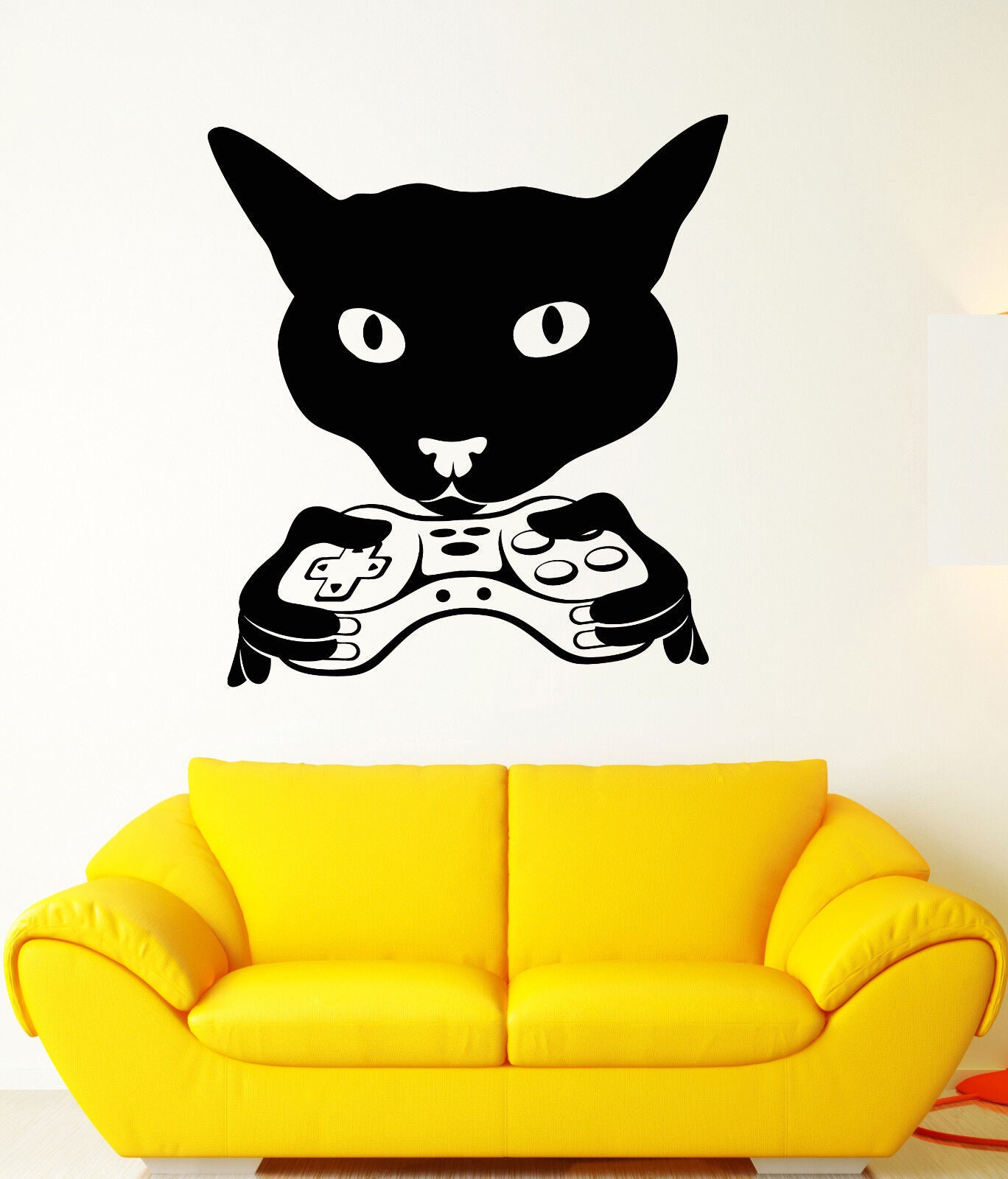 Vinyl Wall Decal Cat Head Gamer Joystick Video Game Room Stickers (1846ig)