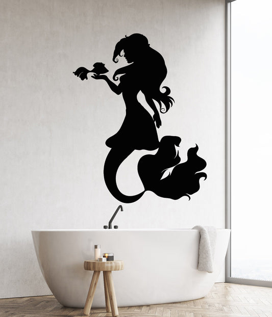 Autocollant mural en vinyle avec Silhouette de sirène, océan, mer, Style bête, poisson (1847ig)