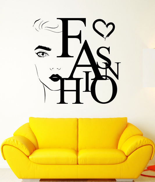 Vinyl Wall Decal Beauty Fashion Word Girl Face Salon Makeup Stickers (1866ig)