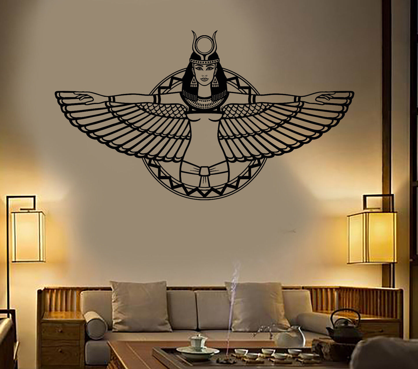 Vinyl Wall Decal Ancient Egypt Queen Cleopatra Egyptian Wings Stickers (1869ig)