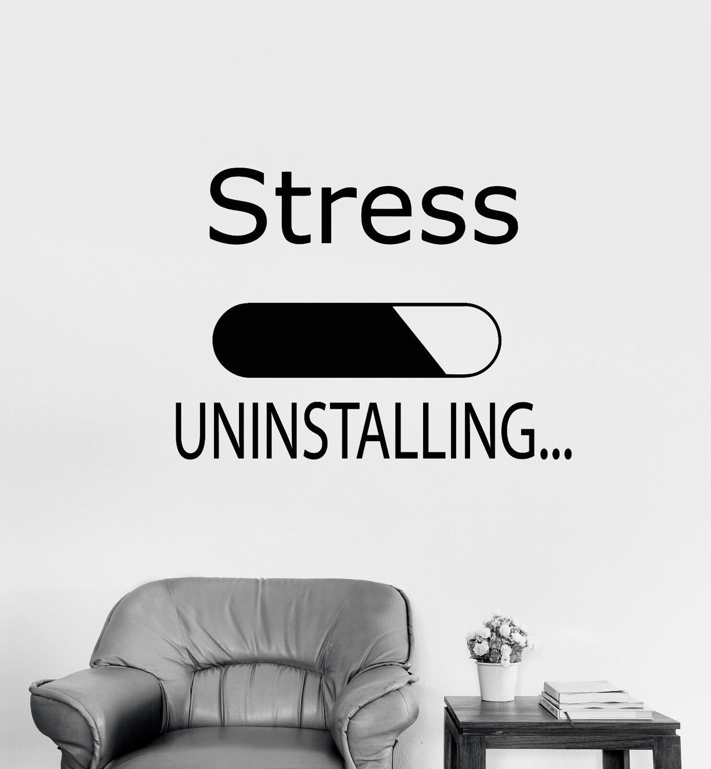 Vinyl Wall Decal Words Stress Uninstalling Loading Relaxation Stickers (1878ig)