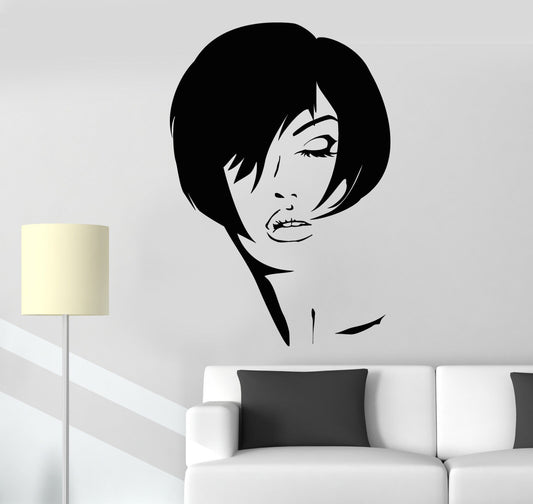 Vinyl Wall Decal Fashion Model Girl Face Beauty Hair Salon Stickers (1887ig)