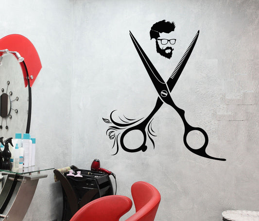 Vinyl Wall Decal Hairdresser Barbershop Hair Hairstyle Salon Stickers (1888ig)