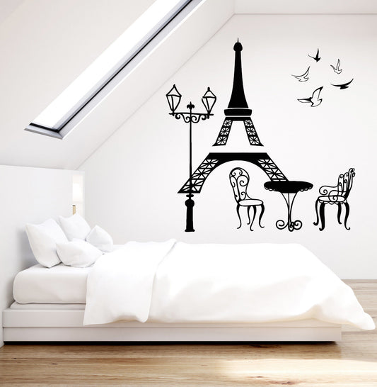 Vinyl Wall Decal Eiffel Tower Paris France Romance Landscape Stickers (1903ig)