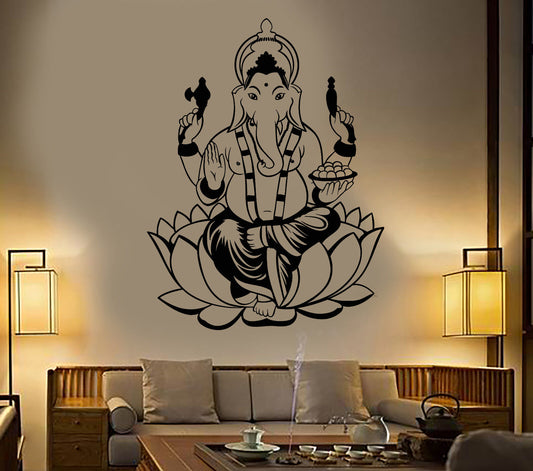 Vinyl Wall Decal India Hinduism Elephant God Ganesha Stickers (1919ig)