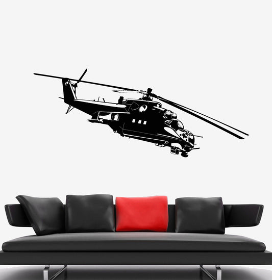 Vinyl Wall Decal Military Helicopter Apache Army War Soldier Stickers (1949ig)