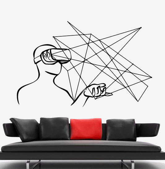 Vinyl Wall Decal Helmet Virtual Reality Points VR Headset Stickers (1951ig)