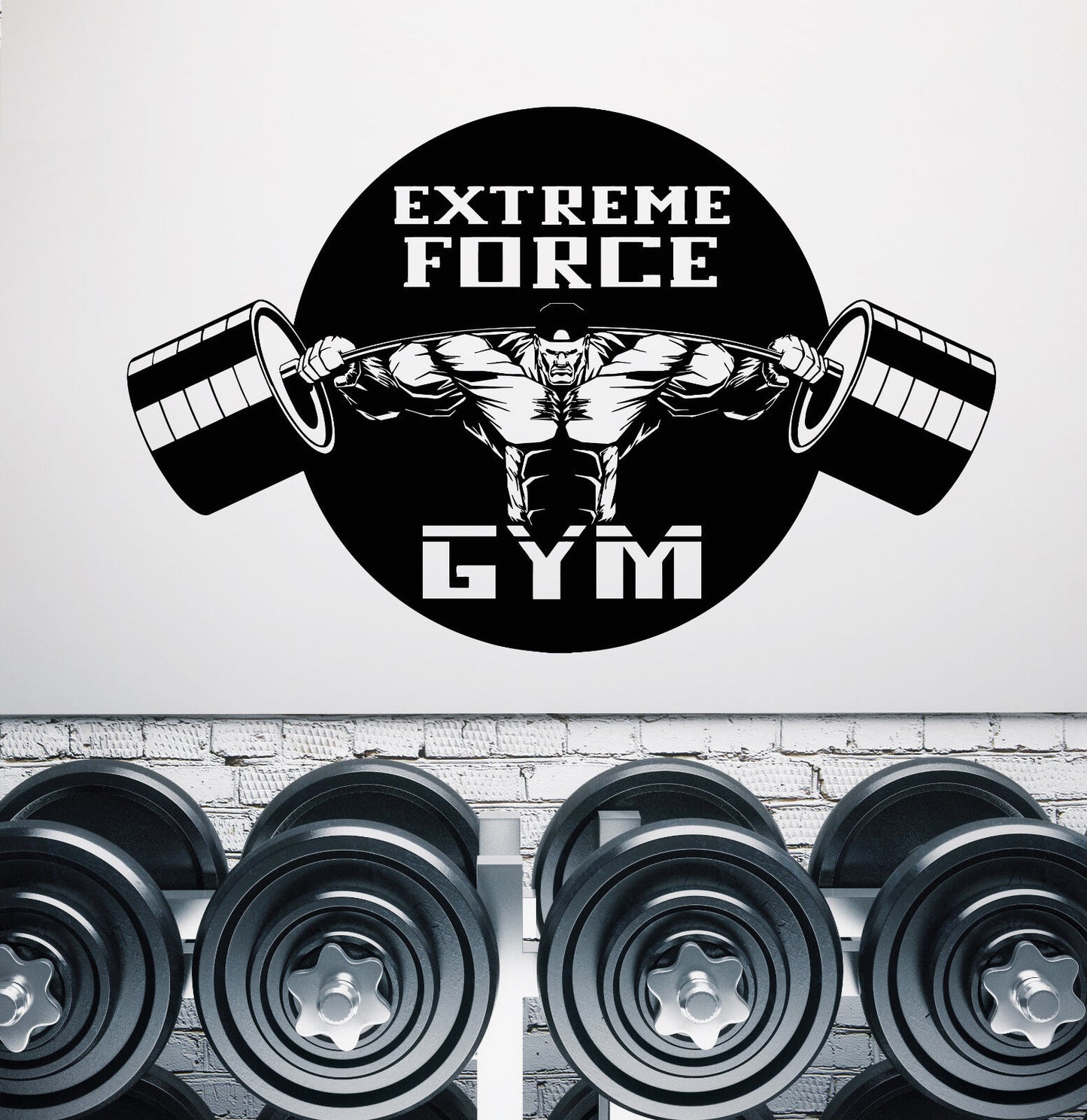 Wandtattoo Fitnessstudio Logo Muskeln Extreme Force Motivation Vinyl Sticker (1986ig)