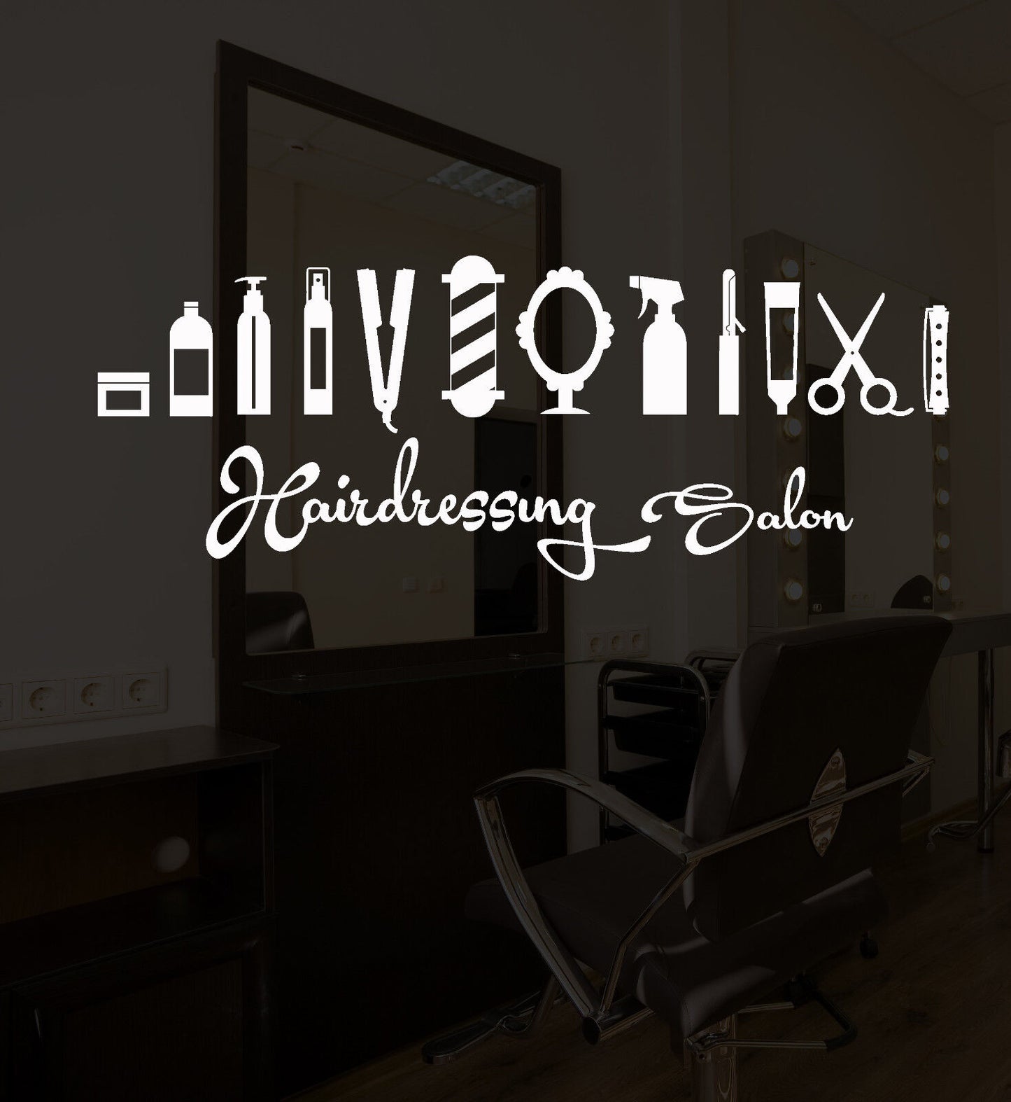 Wandtattoo Friseursalon Barbershop Schild Vinyl Aufkleber (2051ig)