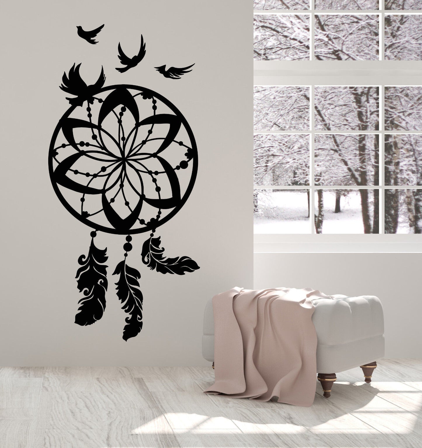 Vinyl Wall Decal Dreamcatcher Protective Amulet Bird Feathers Stickers (2046ig)