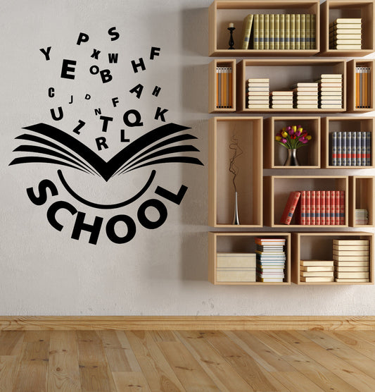 Vinyl Wall Decal Open Book Alphabet Letters Word School Learning Stickers 2057ig