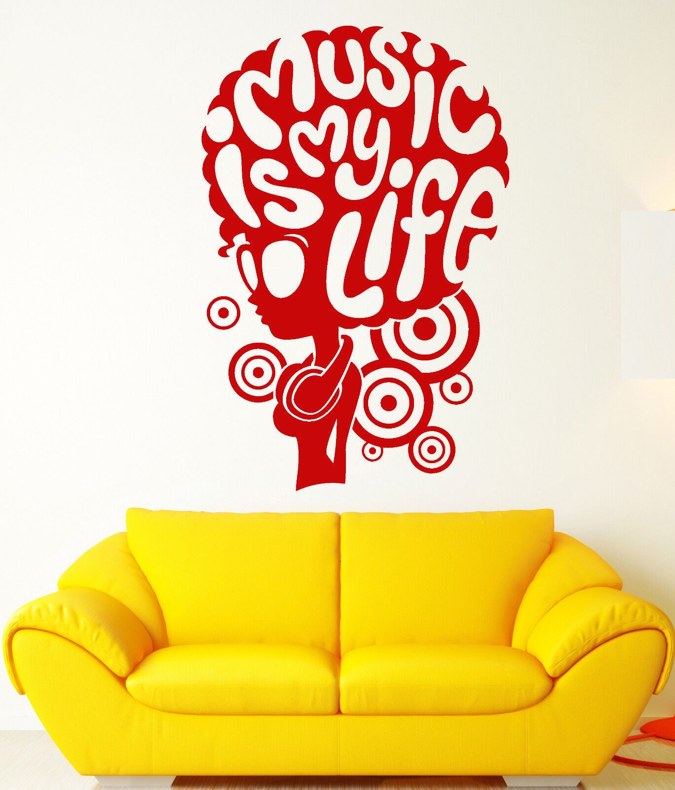 Vinyl Wall Decal Music Headphones African Girl Hairstyle Words Stickers (2095ig)