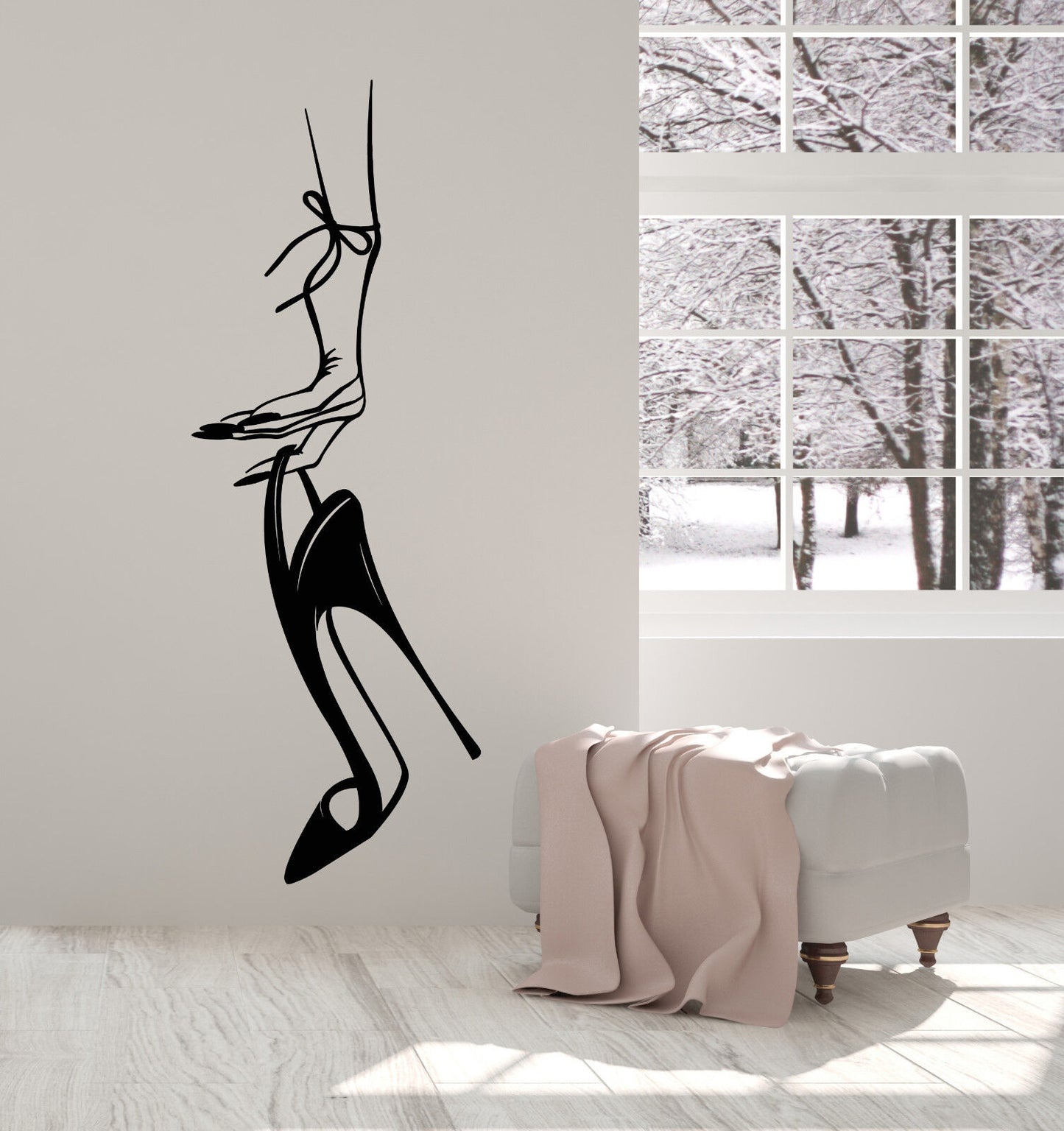 Vinyl Wall Decal Woman Hand Stilettos Shoe Lady Girl Manicure Stickers (2096ig)