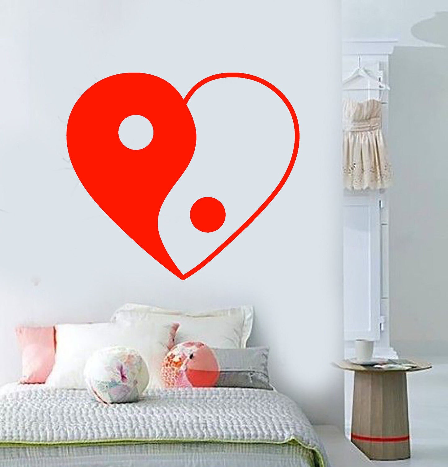 Vinyl Wall Decal Heart Love Symbol Yin Yan Buddhism Stickers (2100ig)