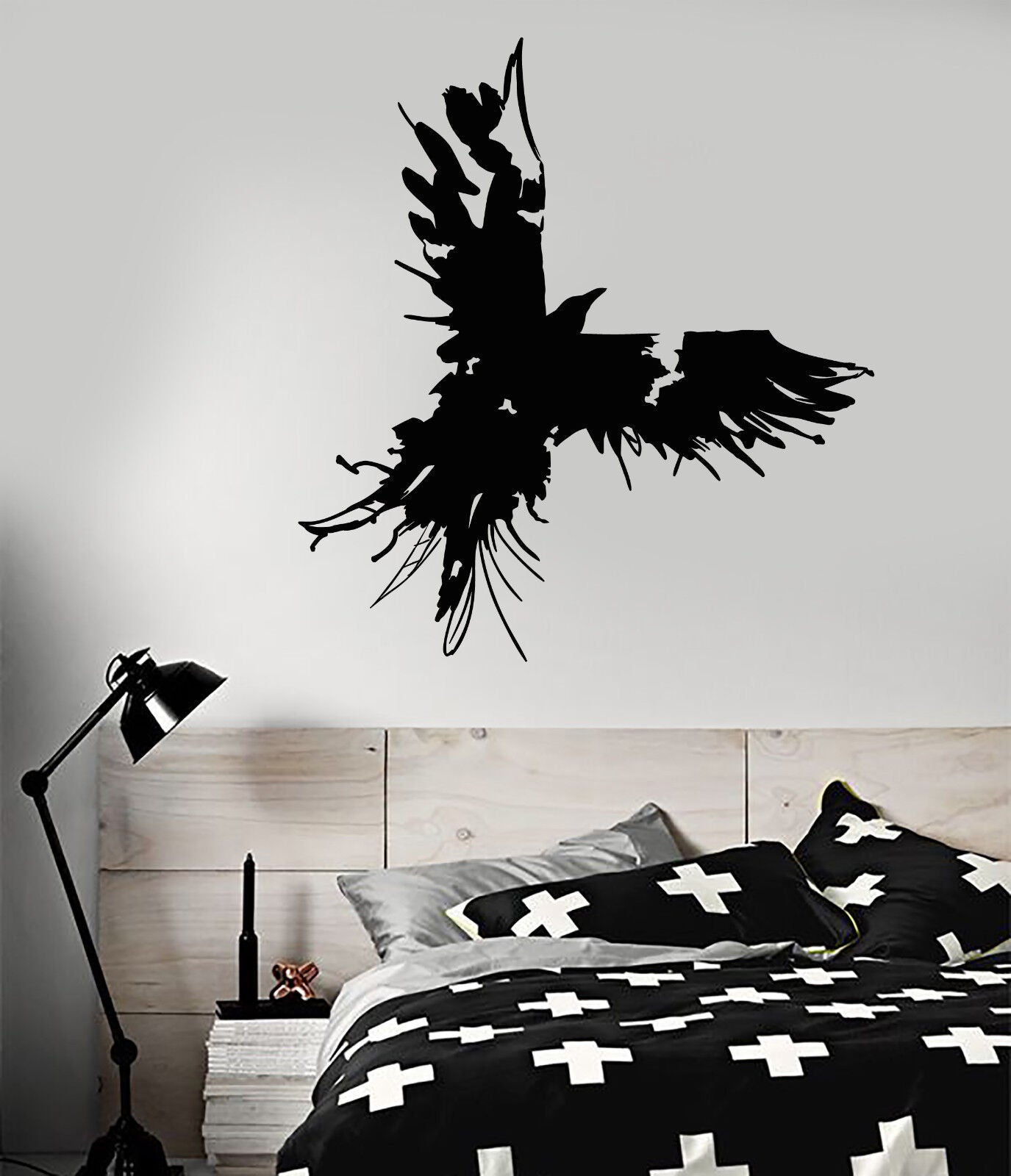 Autocollant mural en vinyle Raven Blot, Style gothique, plumes d'oiseaux, autocollants (2107ig)