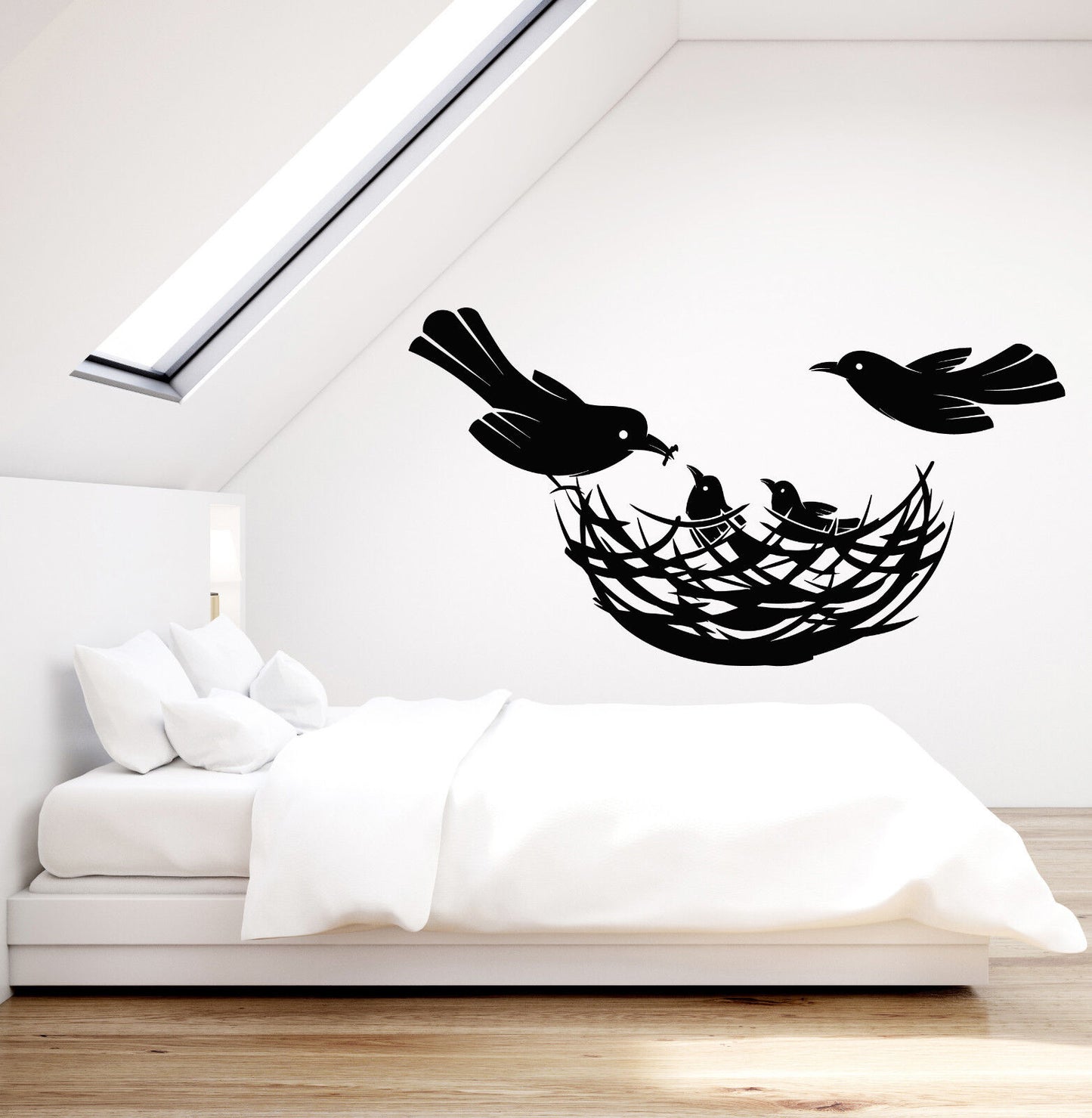 Vinyl Wall Decal Birds Nest Family Home Decor Chicks Stickers (2110ig)