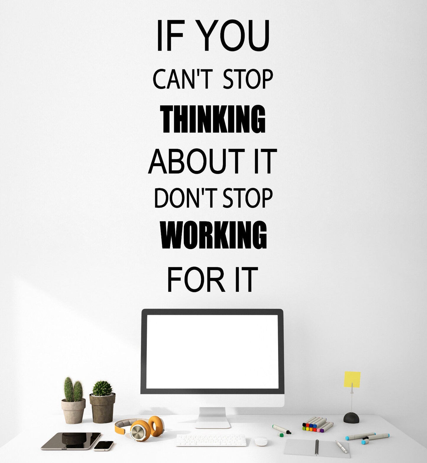 Vinyl Wall Decal Stickers Motivation Quote Words Thinking Working For It 2143ig