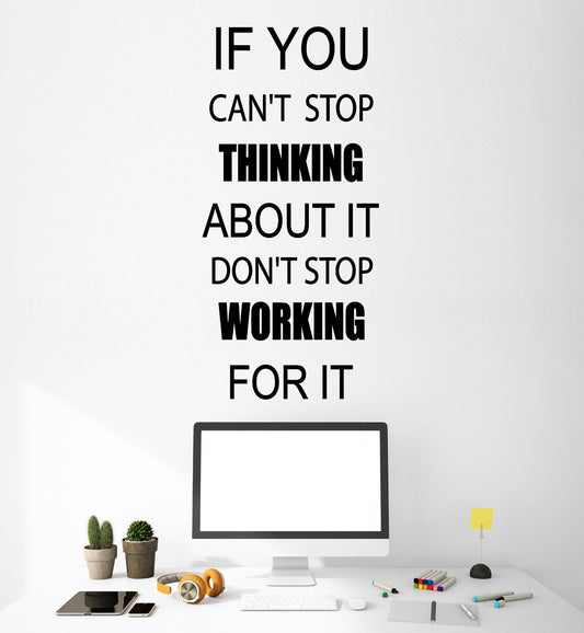 Vinyl Wall Decal Stickers Motivation Quote Words Thinking Working For It 2143ig