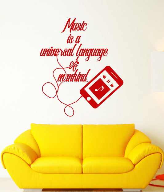 Vinyl Wall Decal Music Quote MP3 Player Language Of Mankind Stickers (2193ig)