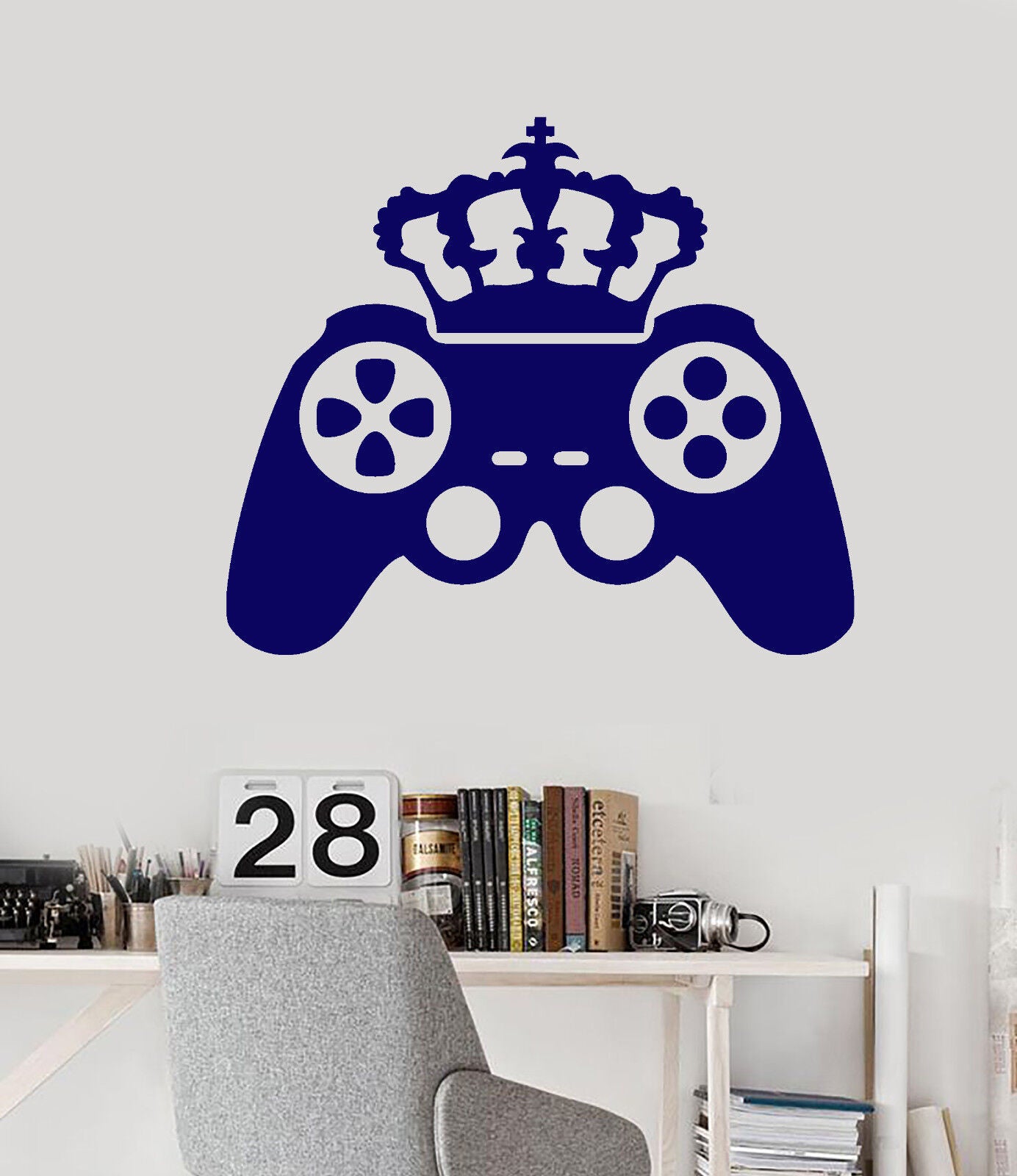 Autocollant mural en vinyle, couronne de Joystick, autocollants pour salle de jeu vidéo (2237ig)