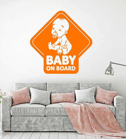 Vinyl Wall Decal Words Quote For Car Baby On Board Stickers (2239ig)