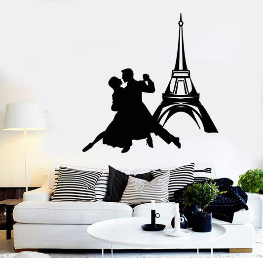 Vinyl Wall Decal Paris Eiffel Tower Ballroom Dancing Love Stickers (2283ig)