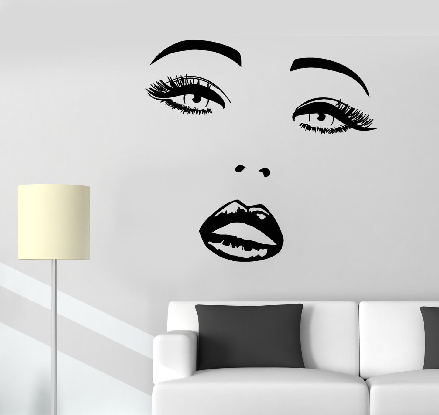 Autocollant mural en vinyle pour fille sexy, maquillage, lèvres, yeux, salon de beauté (2309ig)