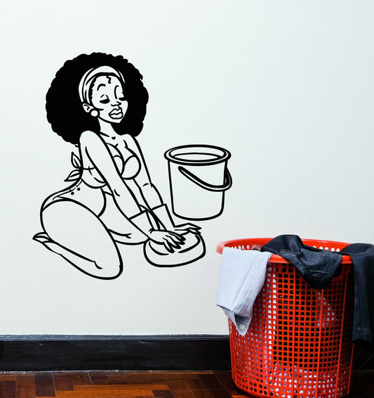 Vinyl Wall Decal Sexy African Black Woman Housewife Stickers (2316ig)