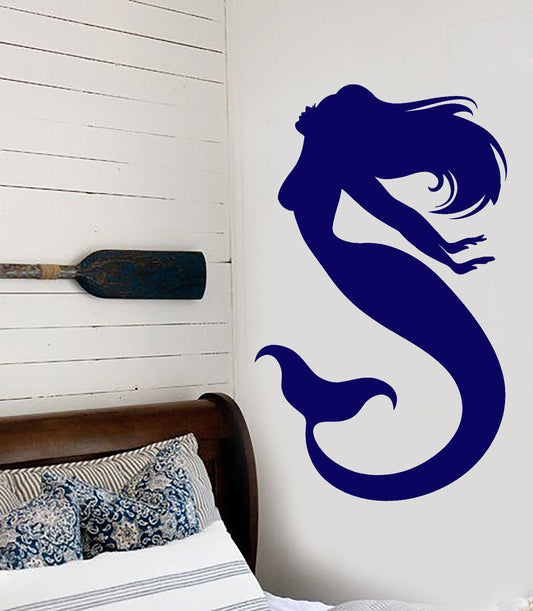 Vinyl Wall Decal Silhouette Mermaid Sea Beach Style Stickers (2366ig)