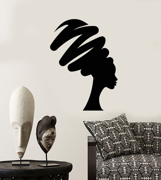 Vinyl Wall Decal Abstract African Woman Native Turban Stickers (2370ig)