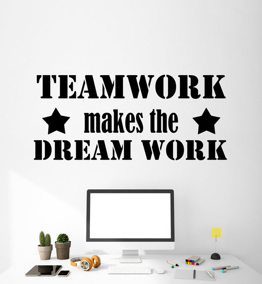 Vinyl Wall Decal Stickers Motivation Quote Words Teamwork Makes Dream 2372ig