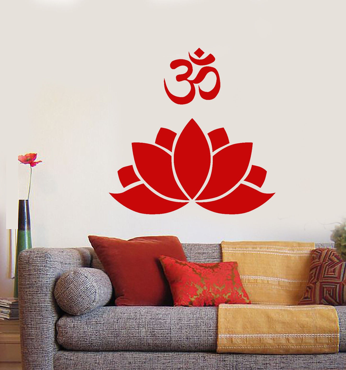 Autocollant mural en vinyle fleur de Lotus Om Mantra Yoga, autocollants de méditation (2385ig)