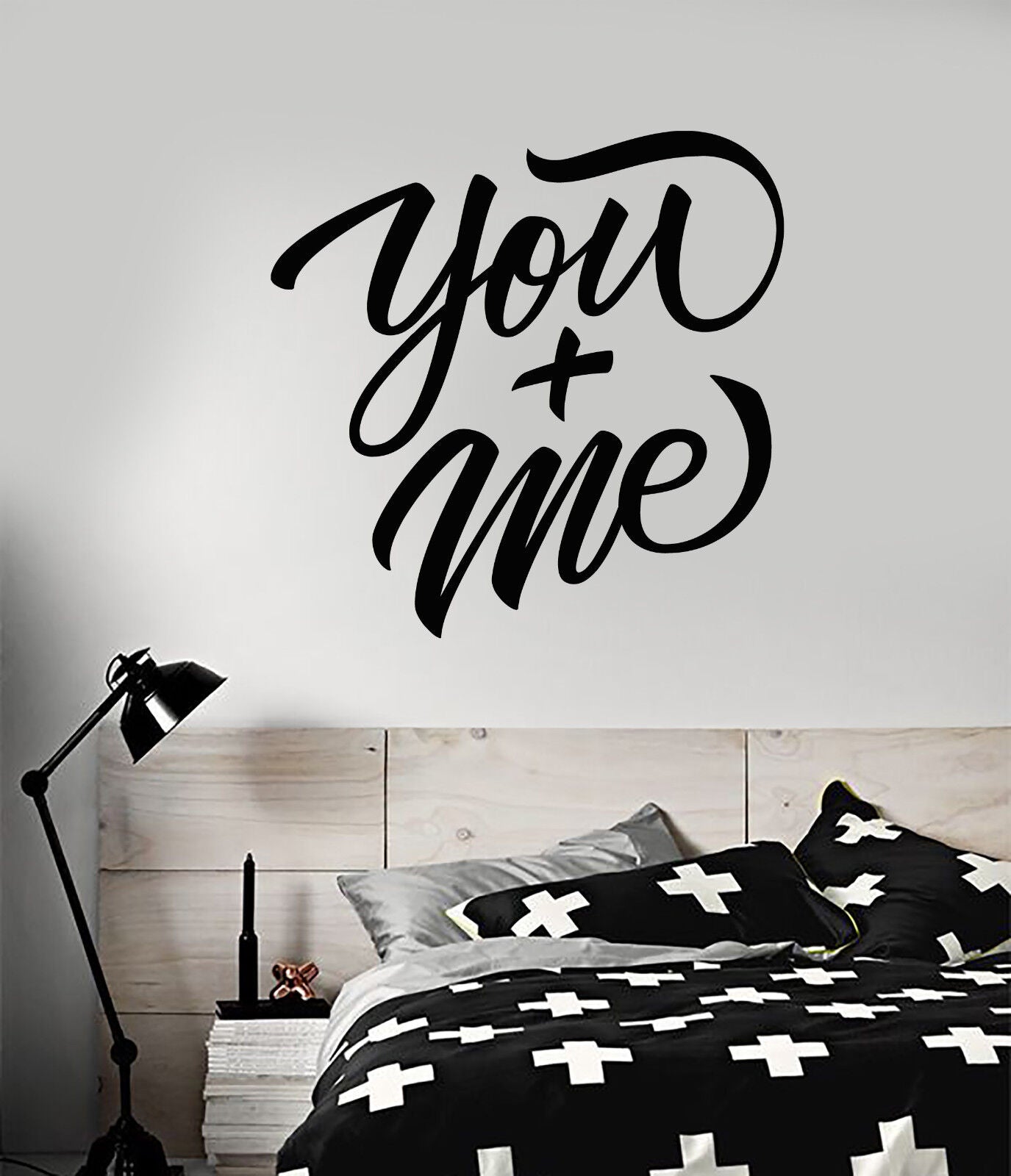 Autocollant mural en vinyle, citation romantique, mots You Me, décoration de chambre à coucher (2389ig)