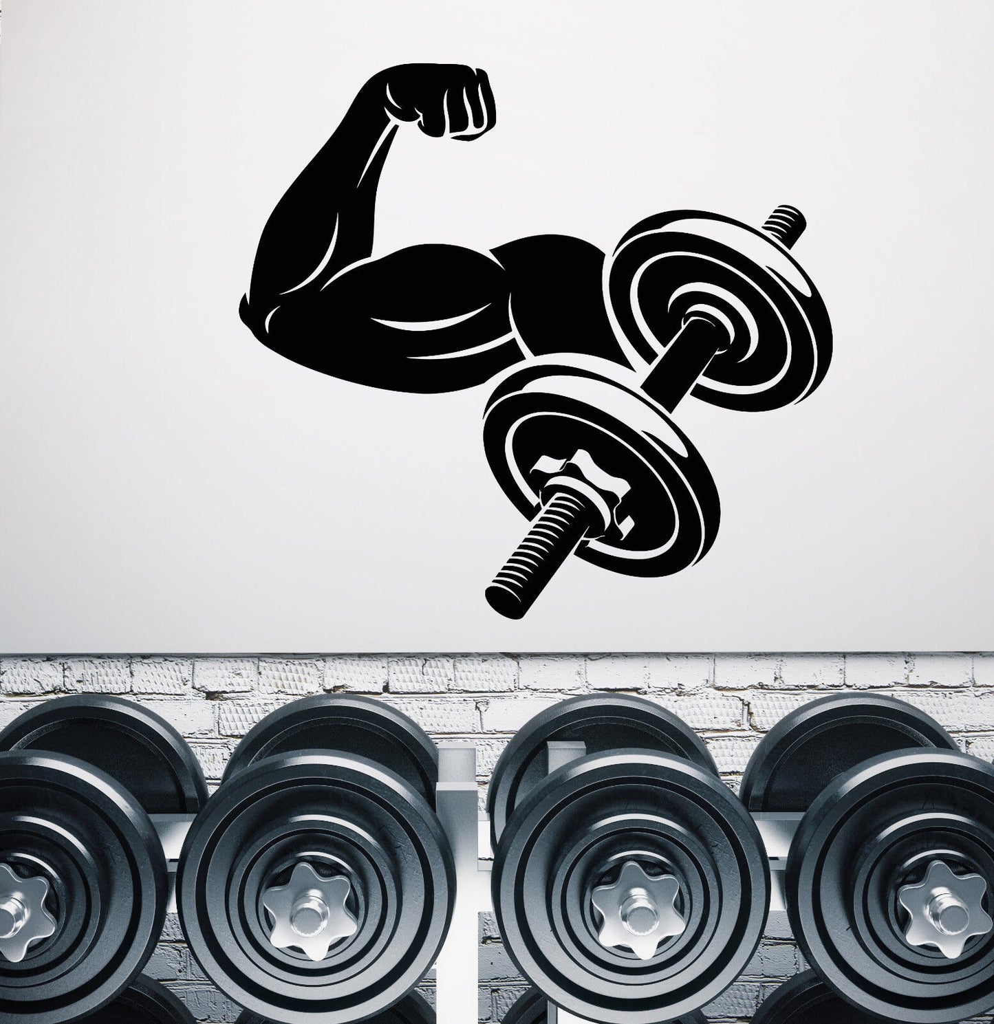 Autocollant mural en vinyle pour muscles, gymnase, fitness, poids de sport (2393ig)