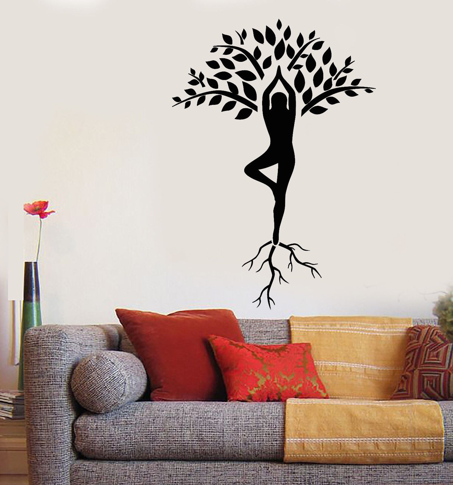 Vinyl Wall Decal Tree Yoga Meditation Studio Pose Stickers (2423ig)