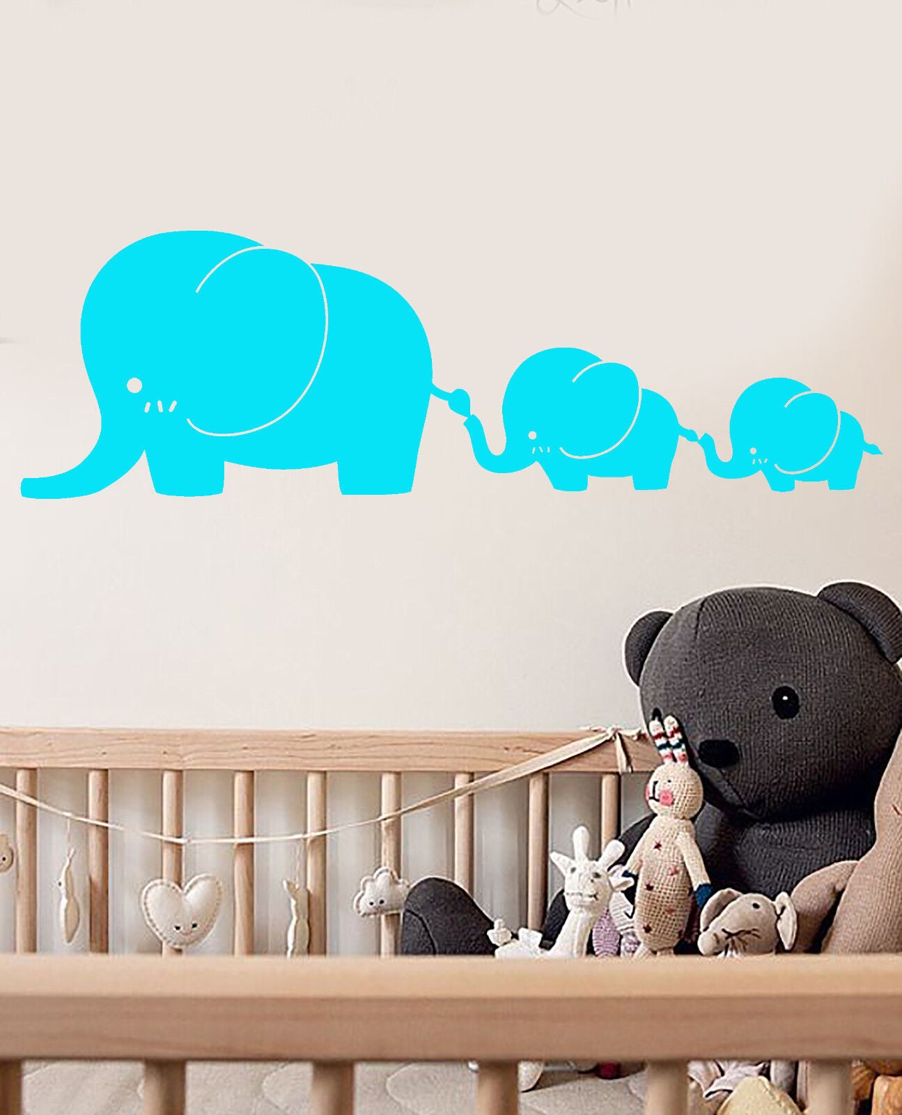 Autocollant mural en vinyle, autocollants de chambre d'enfants de famille d'éléphants de dessin animé (2433ig)