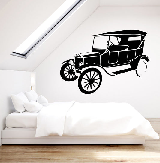 Vinyl Wall Decal Retro Car Vintage Style Decor Auto Repair Stickers (2436ig)