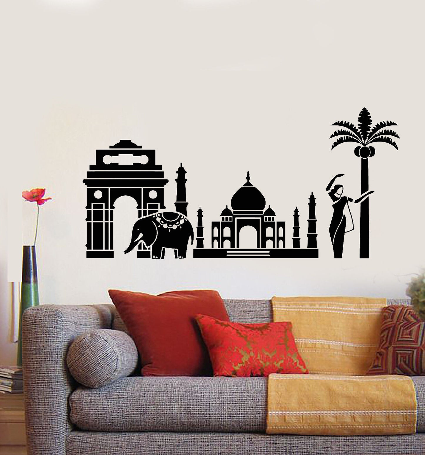 Vinyl Wall Decal India Landscape Hindu Elephant Girl Belly Dancer Sticker 2461ig