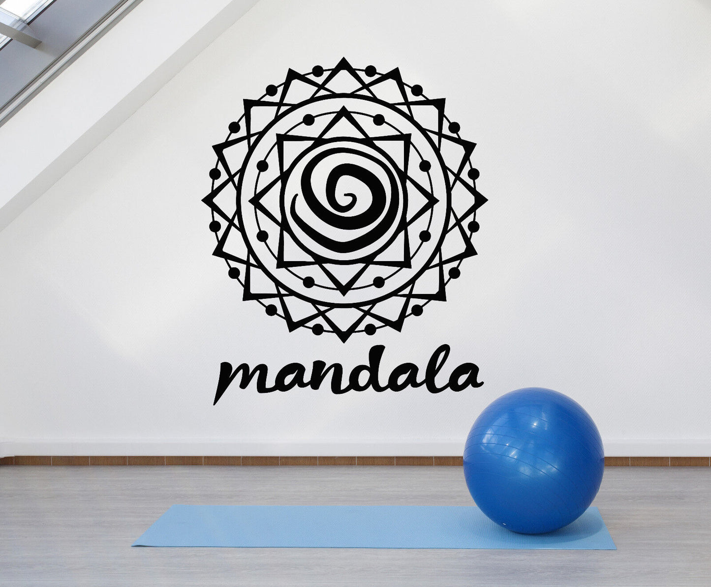 Wandaufkleber, Mandala-Logo, Yoga, Meditation, Studio, Dekor, Vinyl, Aufkleber (2465ig)