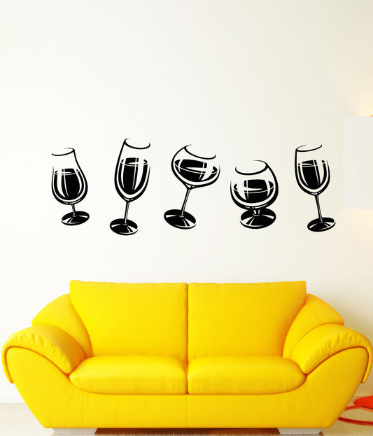 Vinyl Wall Decal Alcoholic Cocktail Party Wine Glasses Party Stickers (2475ig)