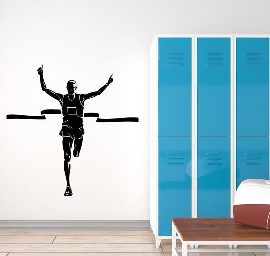 Vinyl Wall Decal Runner Sports Running Champion Winner Finish Stickers (2494ig)